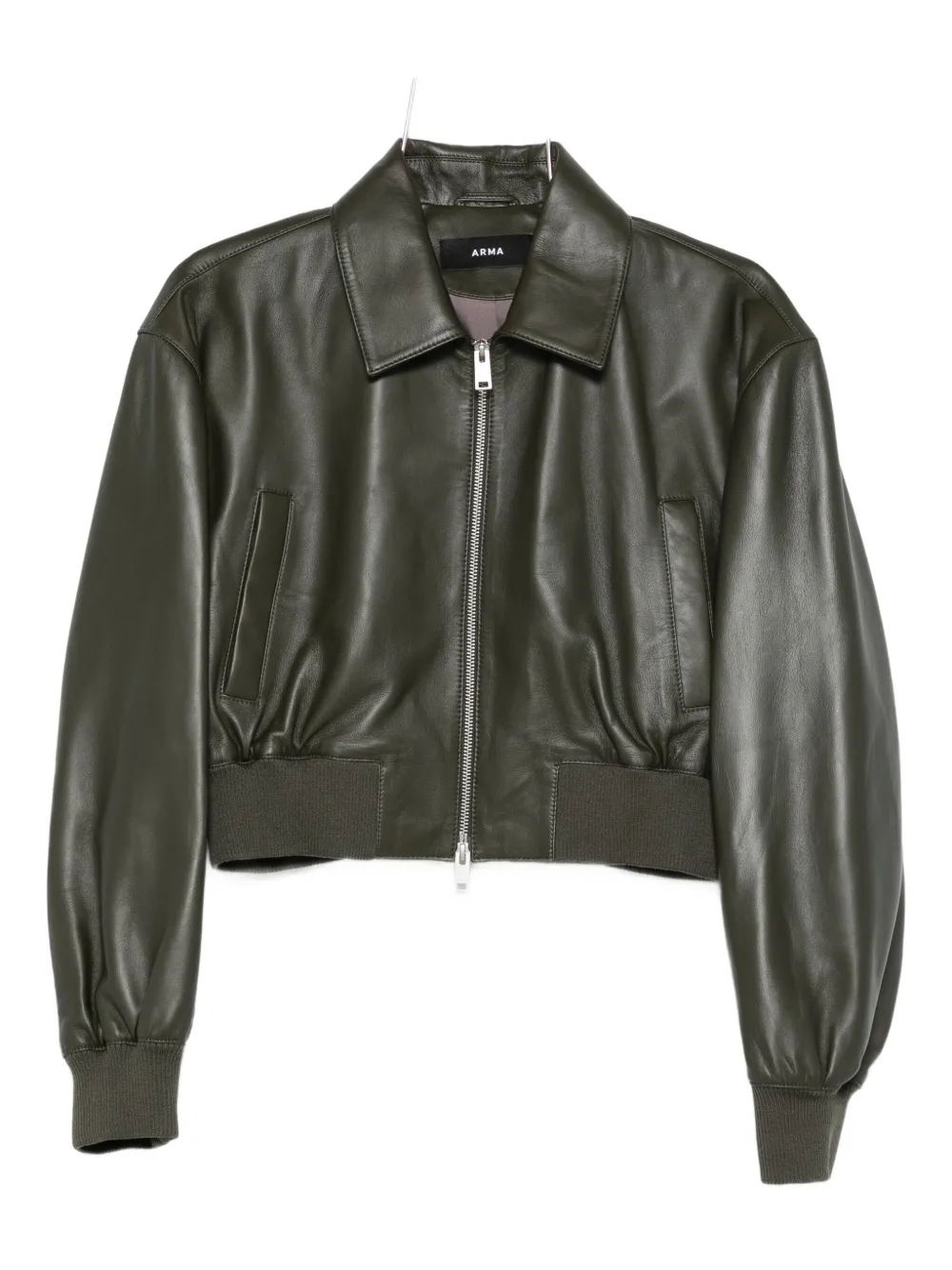 Arma Desy Leather Bomber Jacket In Green