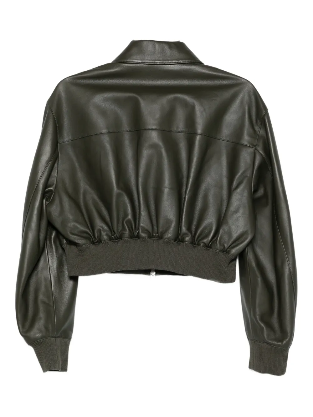 Arma Desy Leather Bomber Jacket In Green