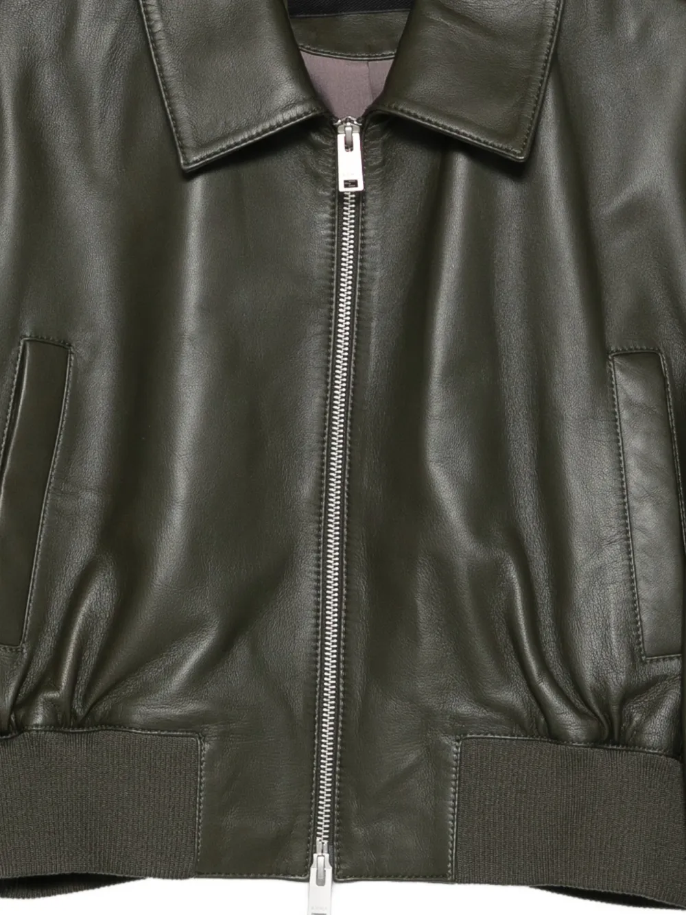 Arma Desy Leather Bomber Jacket In Green