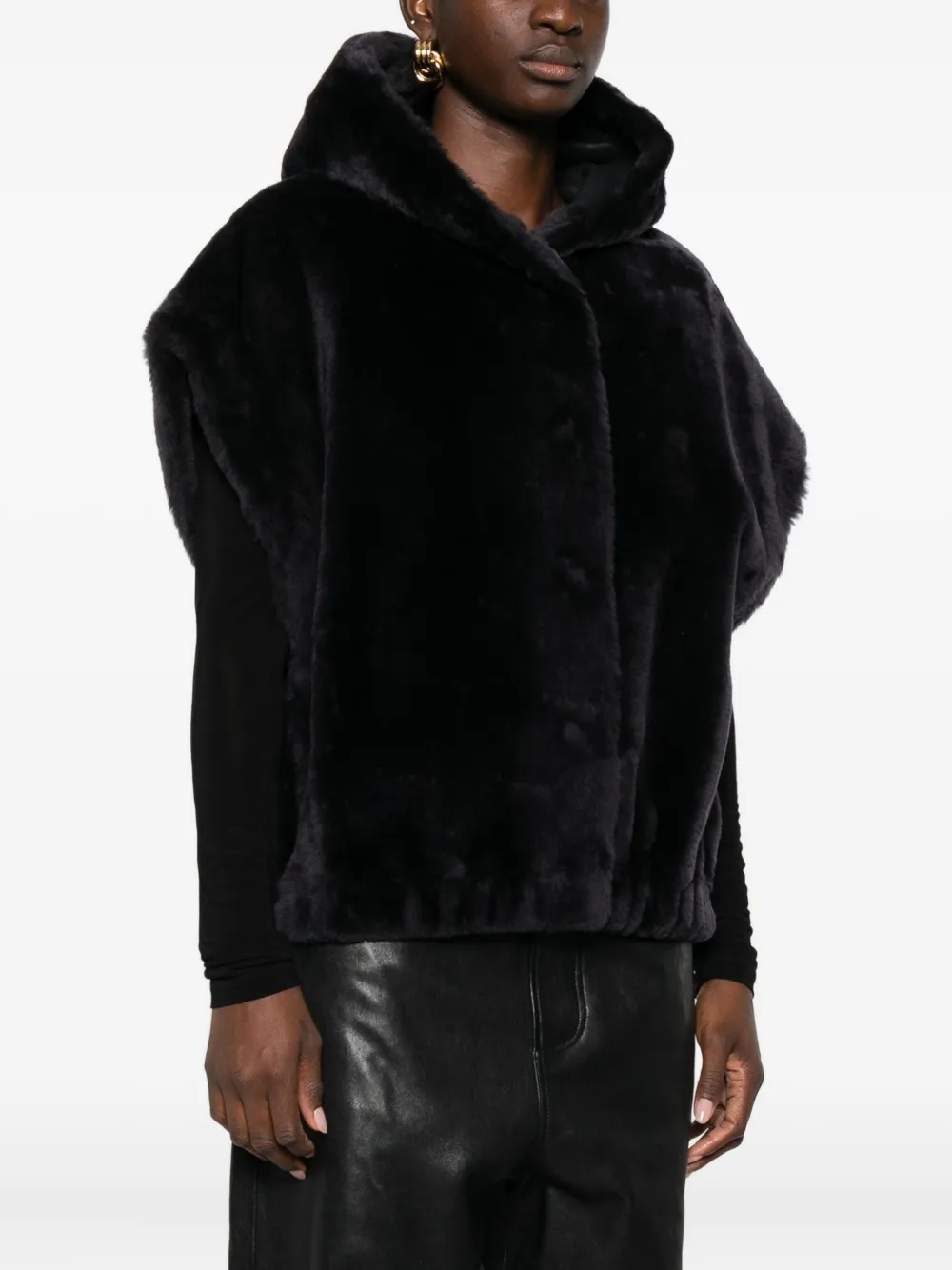 Arma Aurelie jack van imitatiebont met capuchon Zwart