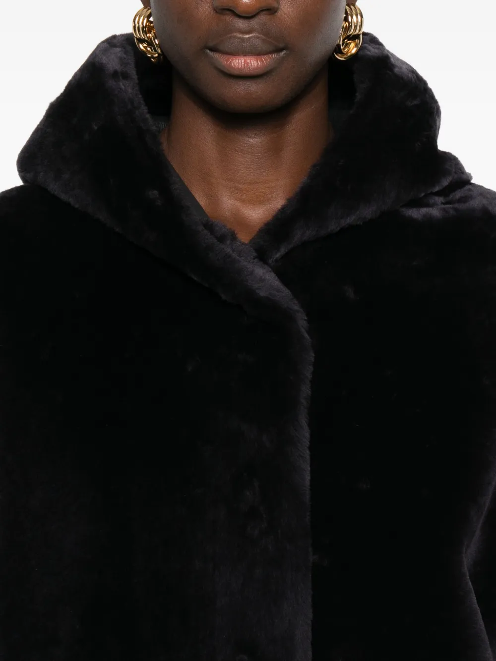 Arma Aurelie jack van imitatiebont met capuchon Zwart