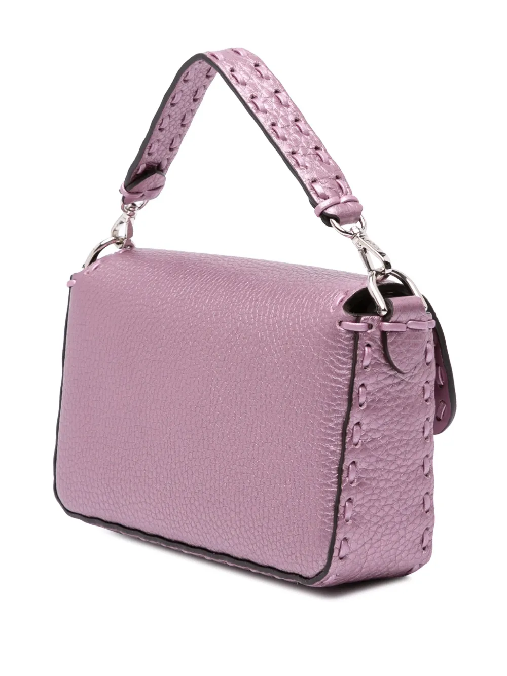 Pre-owned Fendi 2010-2025 Mini Metallic Leather Baguette Satchel In Pink