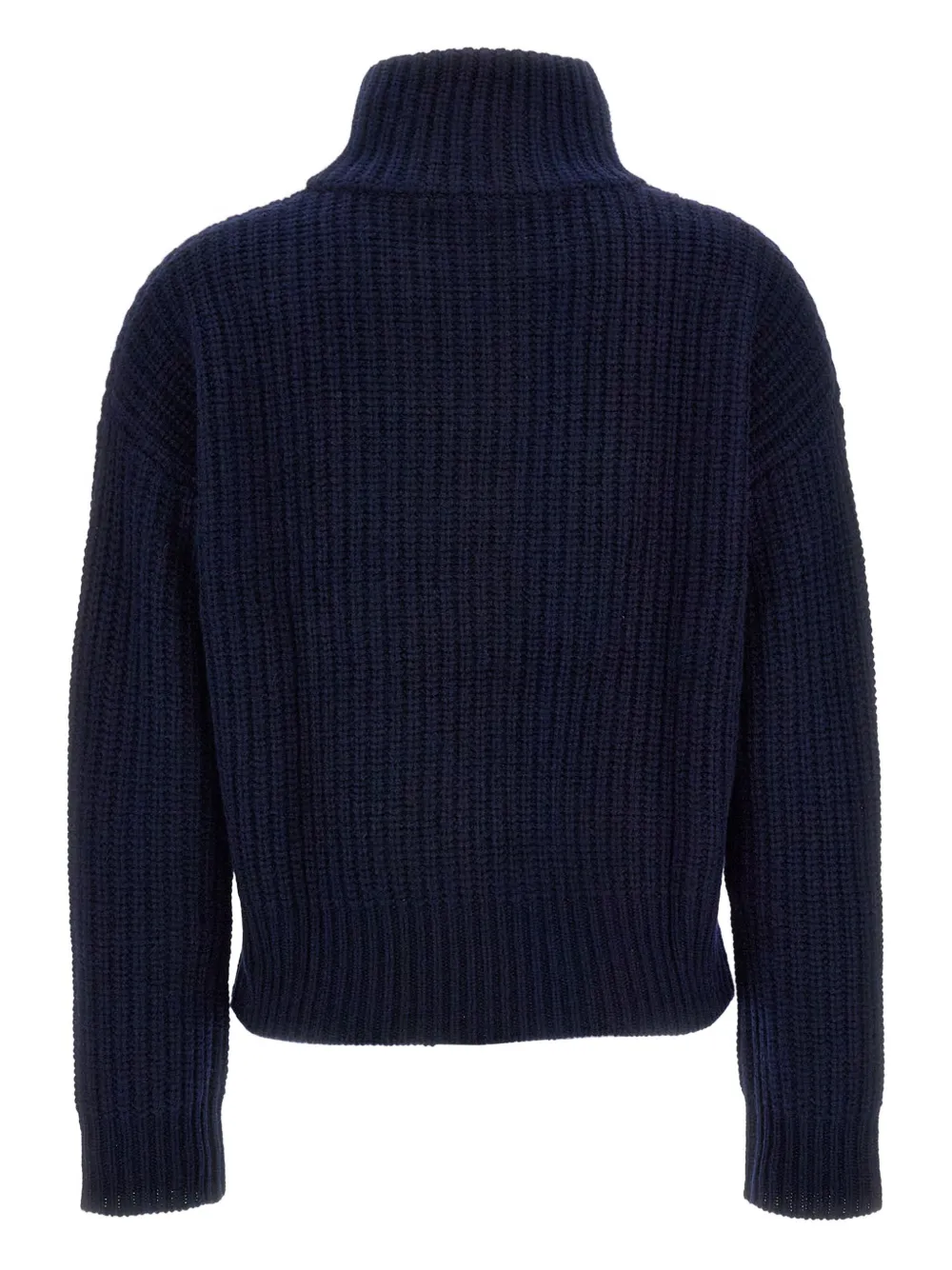 Lisa Yang Ribbed Knit Wool Sweater With High Neckline In Blue