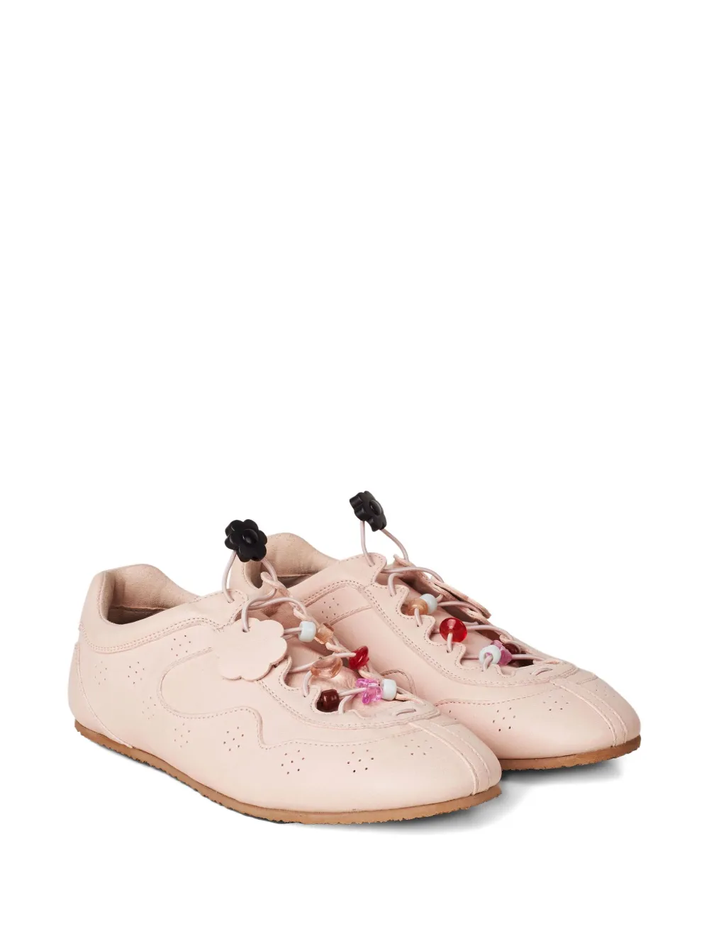 Cecilie Bahnsen Blaise leren sneakers verfraaid met bloemen - Roze