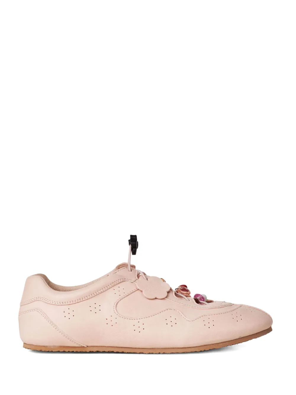 Cecilie Bahnsen Blaise Flower-embellished Leather Sneakers In Pink