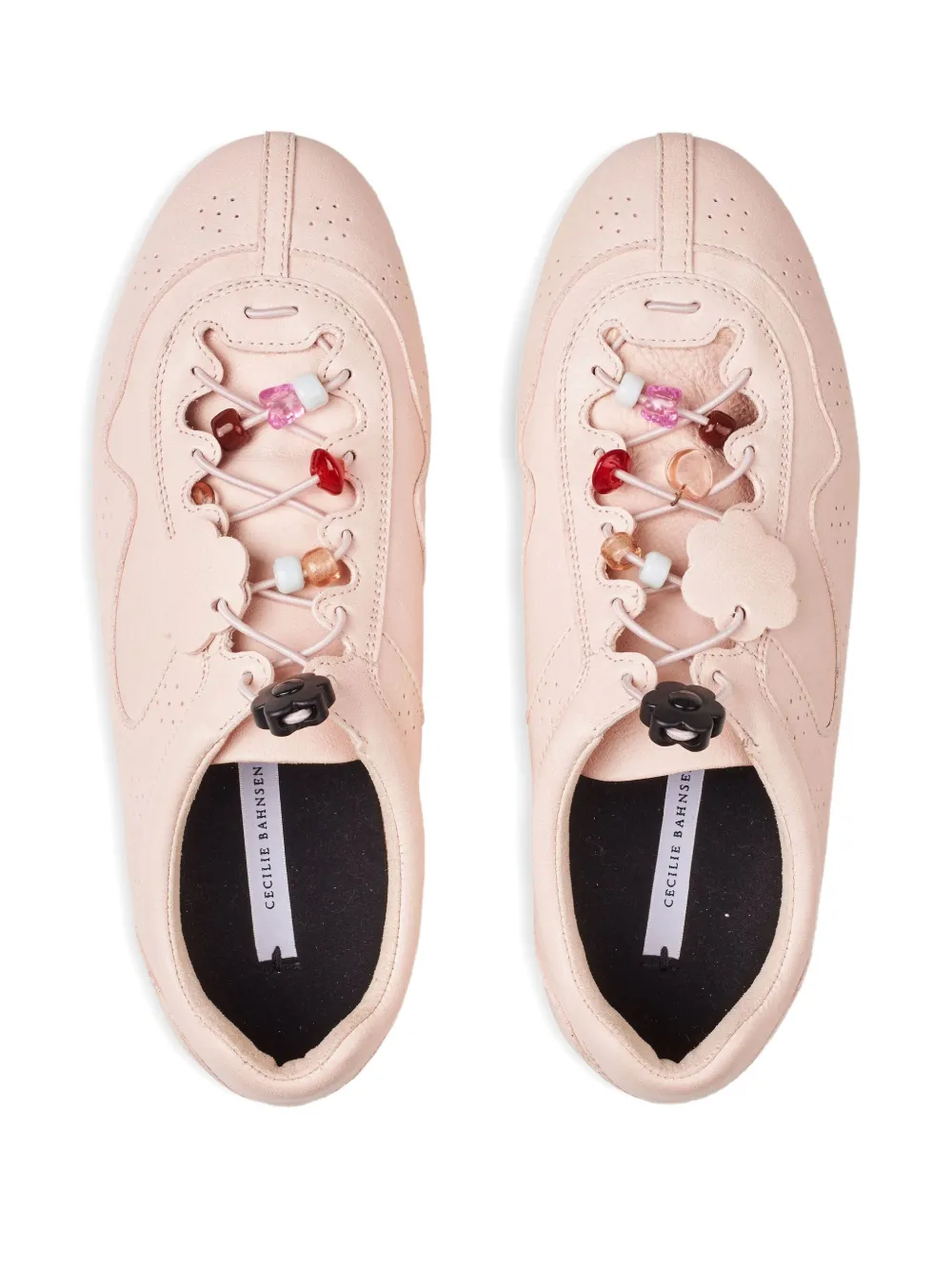 Cecilie Bahnsen Blaise Flower-embellished Leather Sneakers In Pink