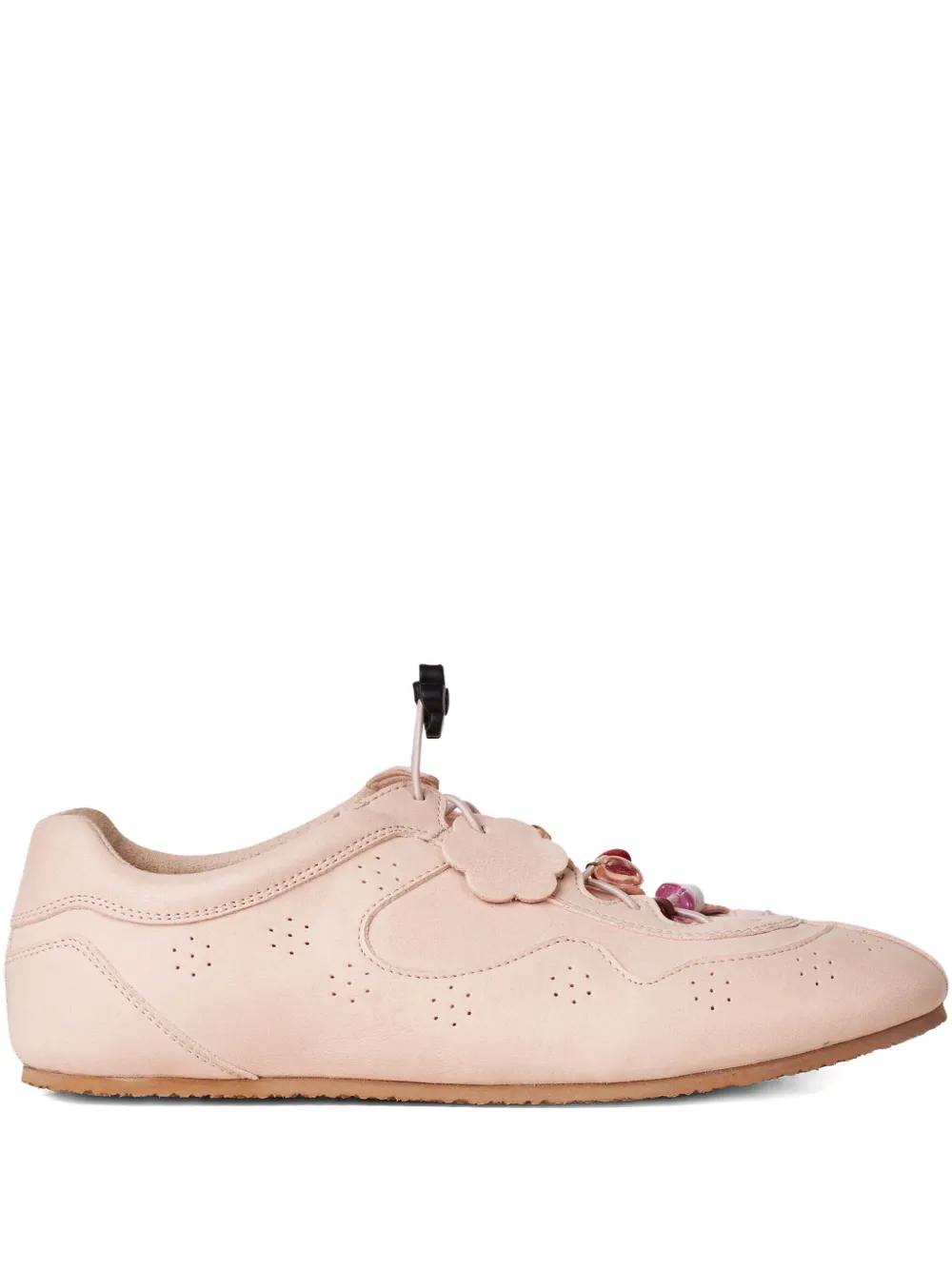 Cecilie Bahnsen Blaise Flower-embellished Leather Sneakers In Pink