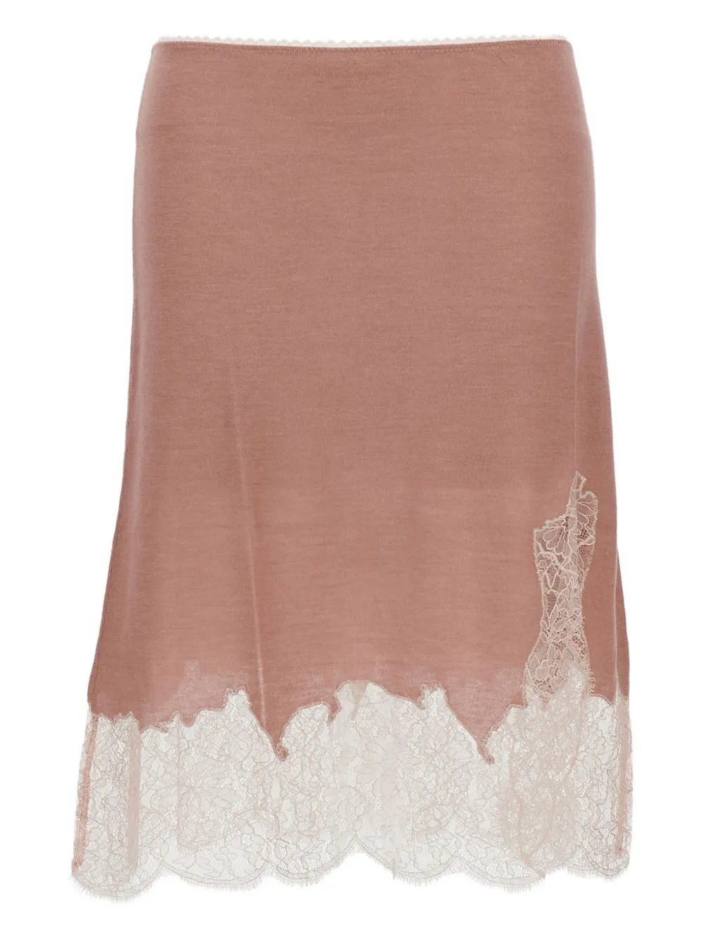 FENDI lace-trimmed wool skirt - Roze