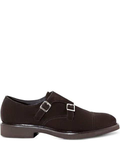 Doucal's double-buckle suede monk shoes
