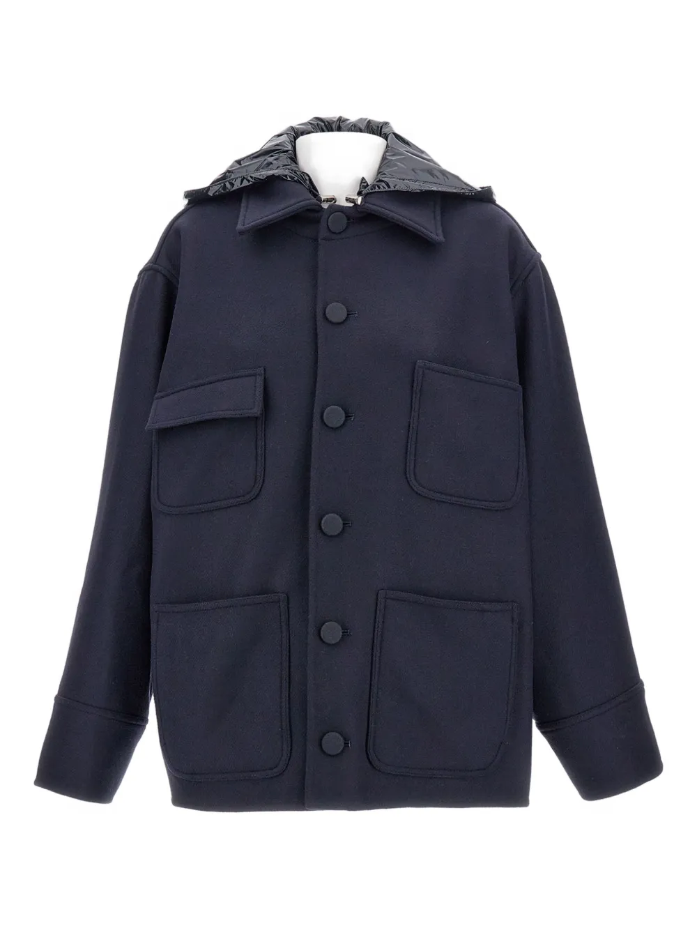 Plan C Patch-pocket Hooded Jacket In Black