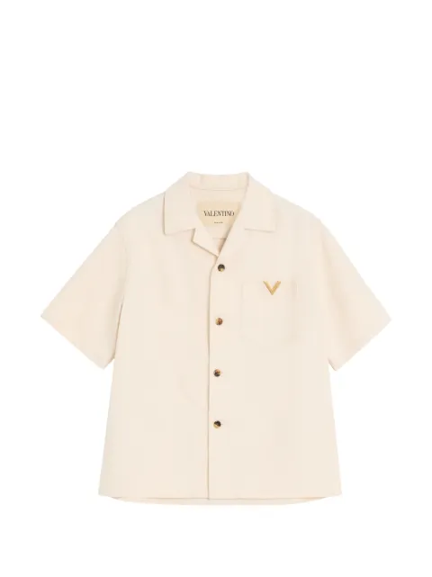 Valentino Garavani denim bowling shirt with Vgold