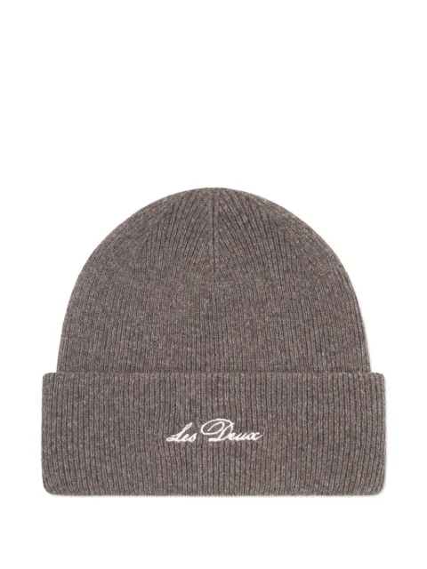 Les Deux ribbed embroidered-logo beanie
