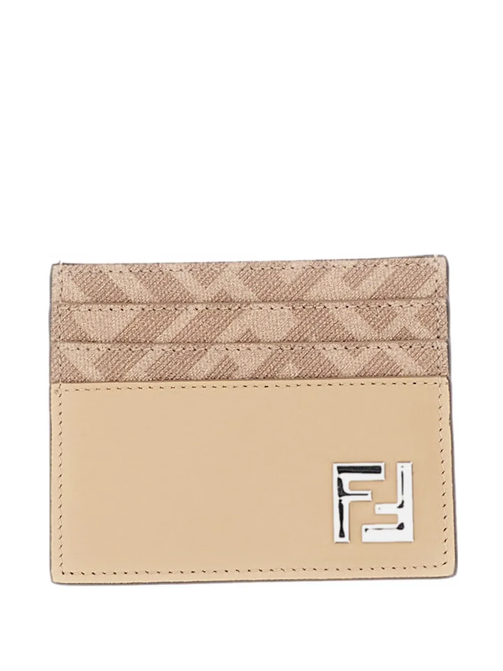 FENDI Squared logo-plaque leather cardholder - Toni neutri