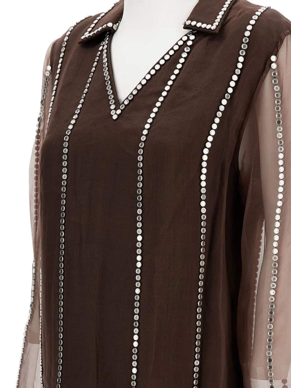 Wales Bonner V-neck stud-embellished blouse Bruin