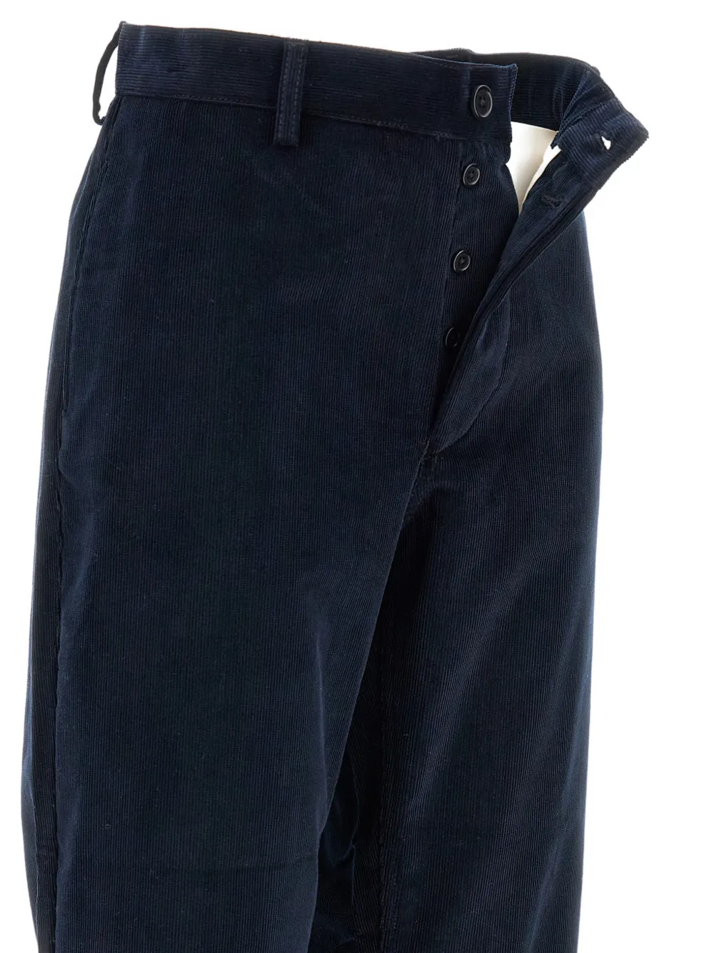 Sibel Saral Ribfluwelen broek met knoop Blauw