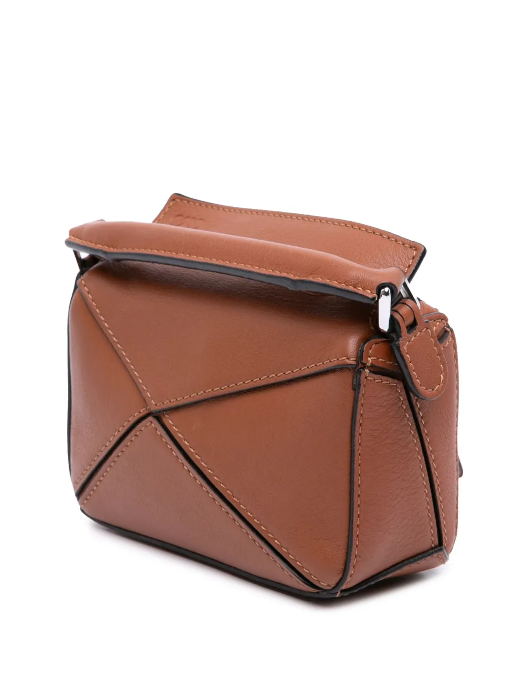 Pre-owned Loewe 2021 Nano Calfskin Puzzle Satchel In Brown