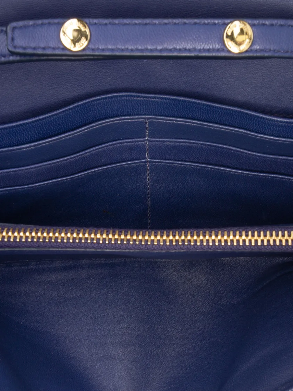 Pre-owned Miu Miu 2010-2025 Matelasse Lambskin Wallet On Chain Crossbody Bag In Blue
