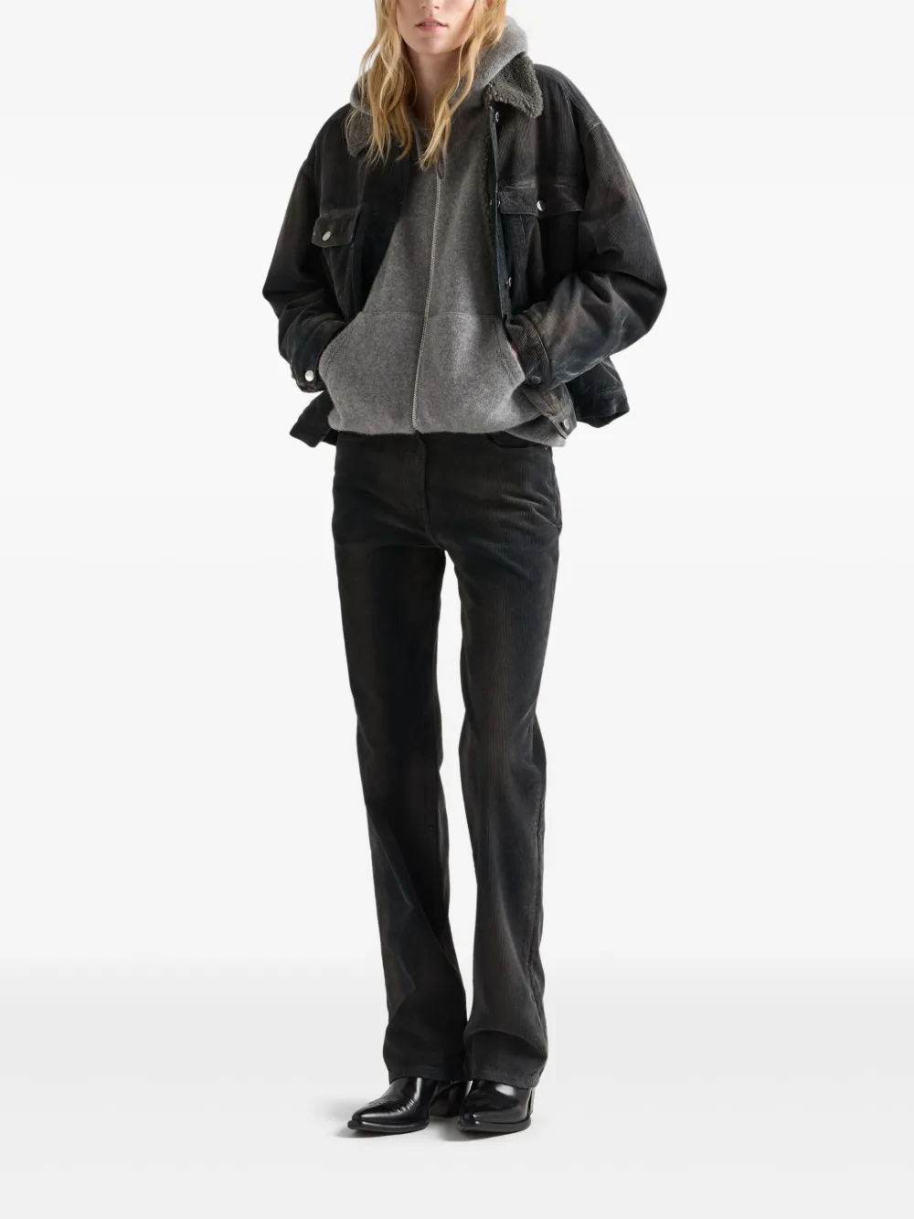 Prada Ribfluwelen broek met wassing - Zwart