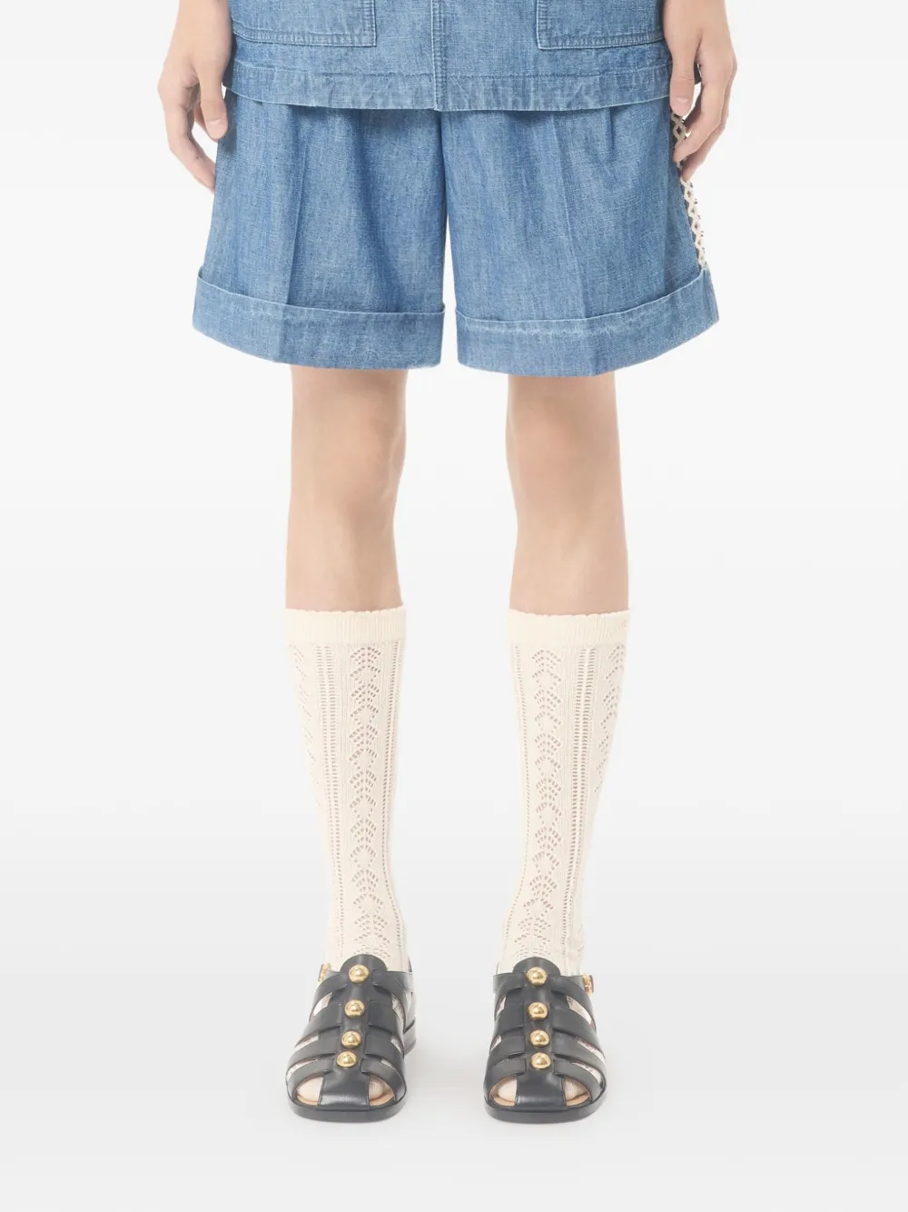 Valentino Garavani Denim shorts met gehaakt detail Blauw