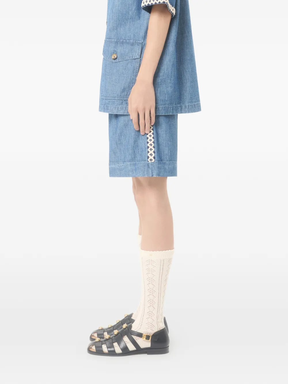 Valentino Garavani Denim shorts met gehaakt detail Blauw