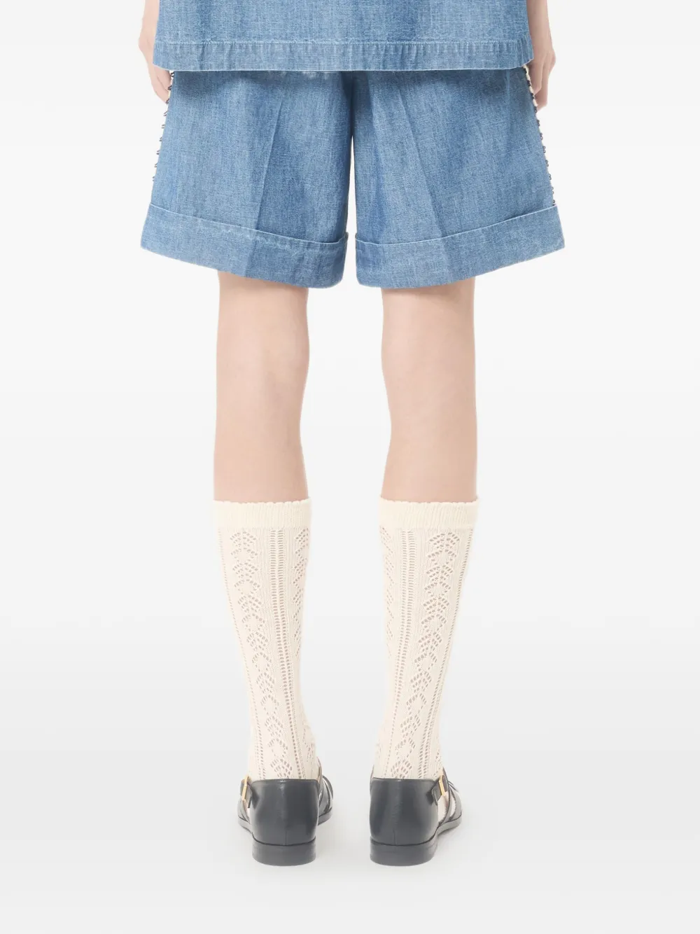 Valentino Garavani Denim shorts met gehaakt detail Blauw