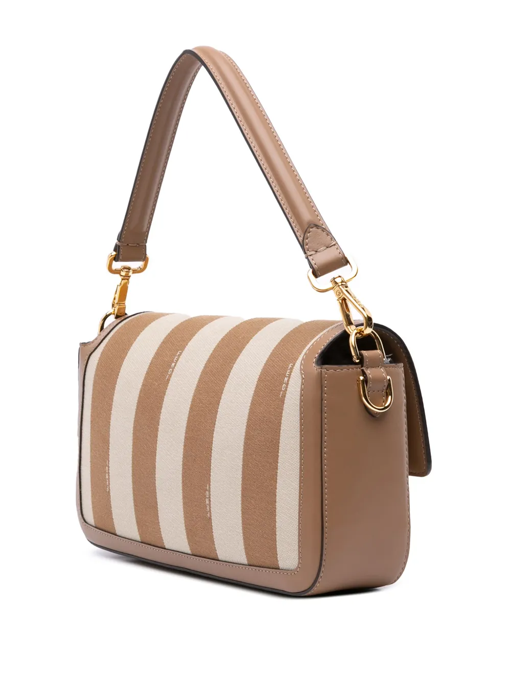 Pre-owned Fendi 2010-2025 Pequin Canvas Baguette Satchel In Brown