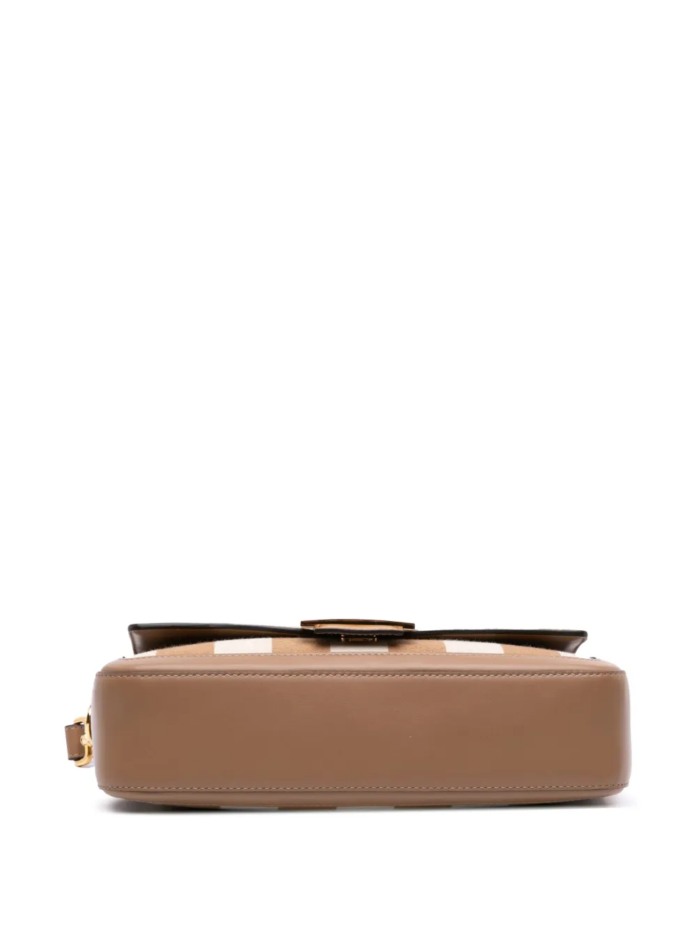 Pre-owned Fendi 2010-2025 Pequin Canvas Baguette Satchel In Brown