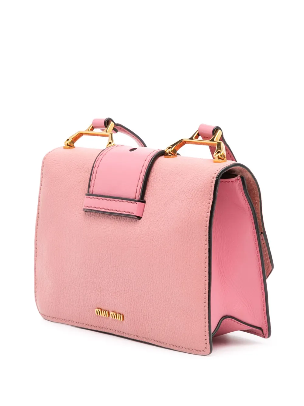 Pre-owned Miu Miu 2010-2025 Goatskin Madras Soft Calf Crystal Embellished Crossbody Bag In Pink