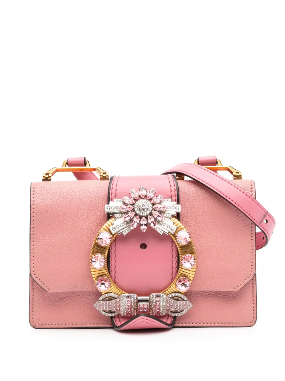 Miu Miu Pre-Owned 2010-2025 Goatskin Madras Soft Calf Crystal Miu Miu Pre-Owned 2010-2025 Goatskin Madras Soft Calf Crystal