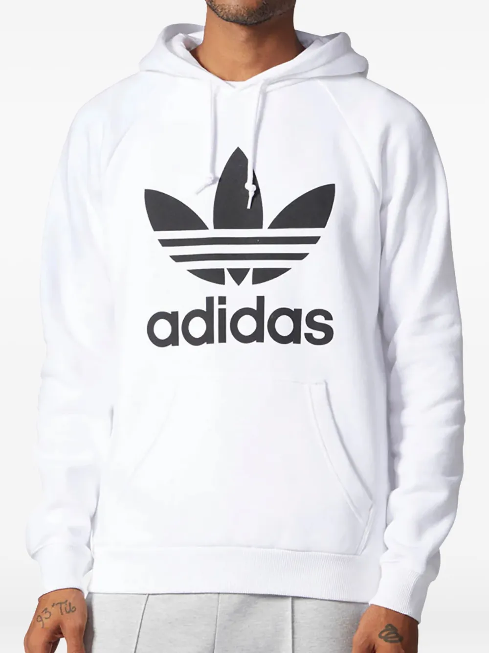 adidas Felpa con stampa trifoglio e cappuccio - Bianco