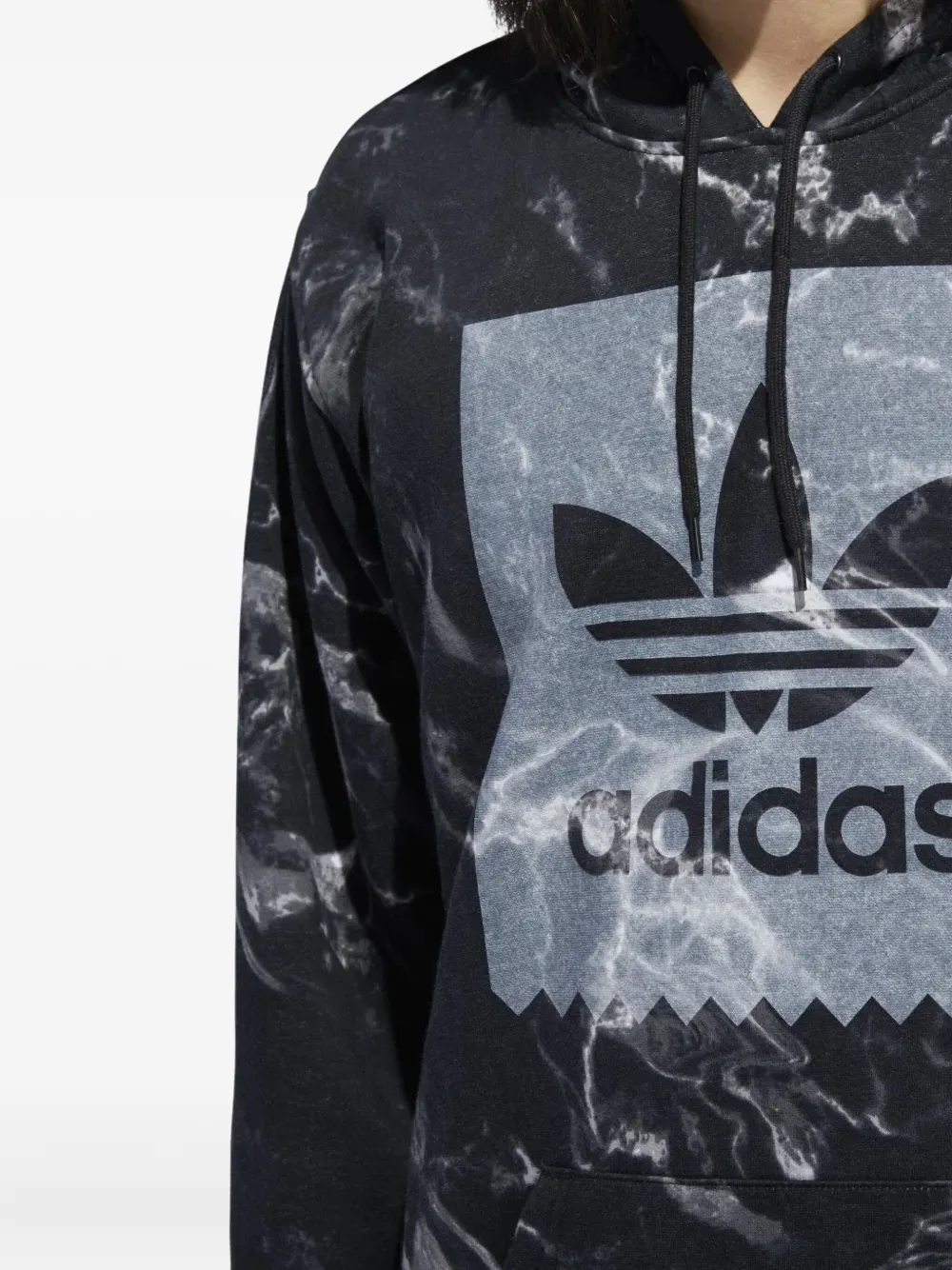 adidas marble-print logo hoodie Blauw