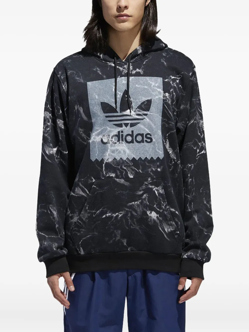adidas marble-print logo hoodie Blauw