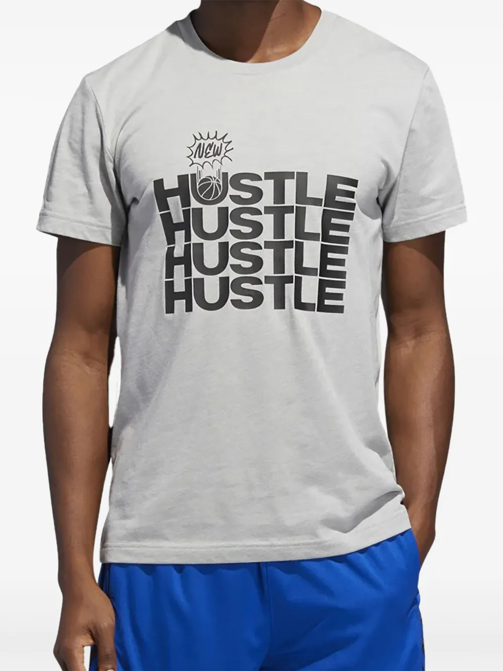 adidas New Hustle-print T-shirt Grijs