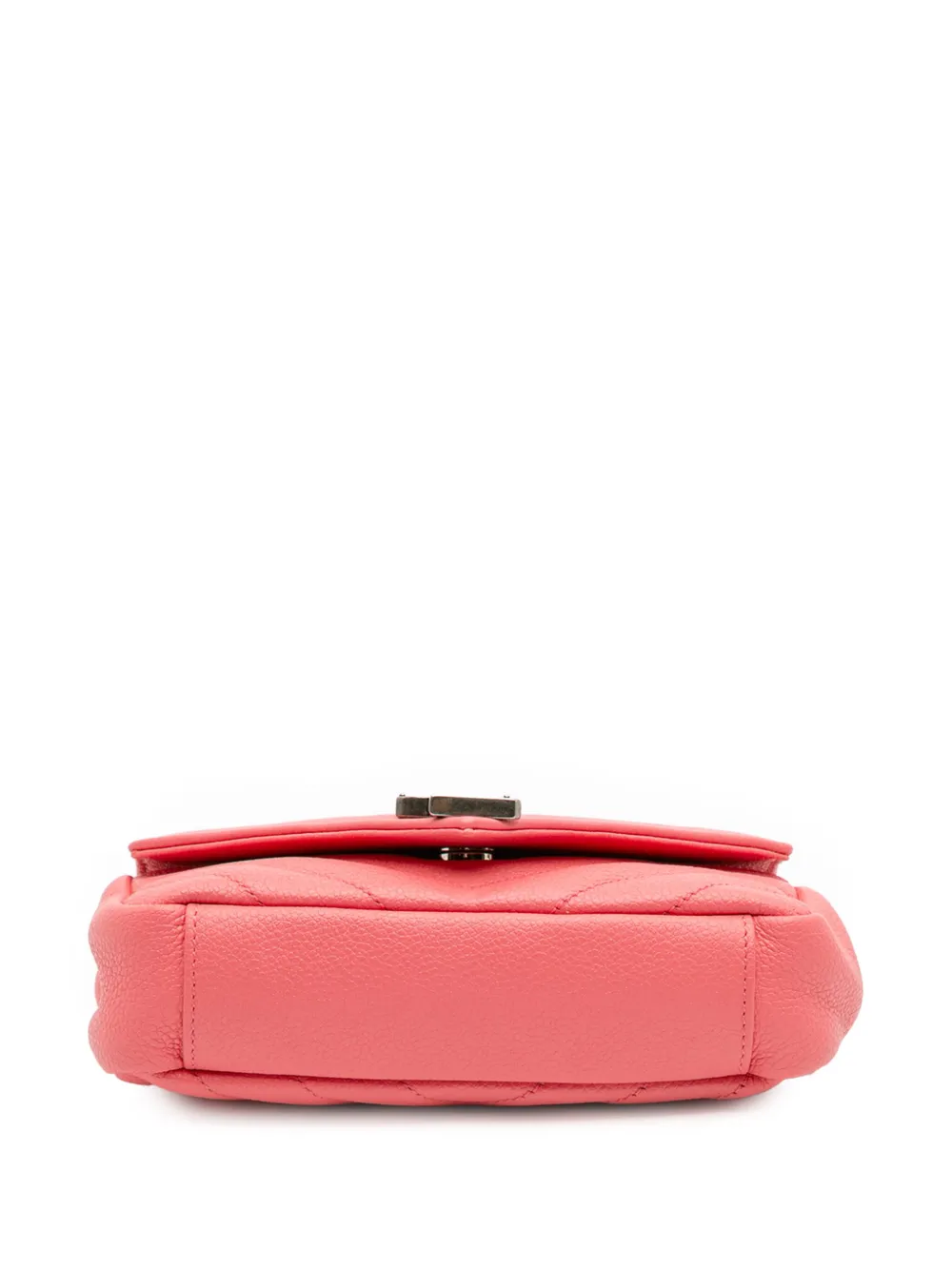 Pre-owned Saint Laurent 2015 Baby Grained Calfskin Chevron Classic Monogram Chain Bag Crossbody Bag In Pink
