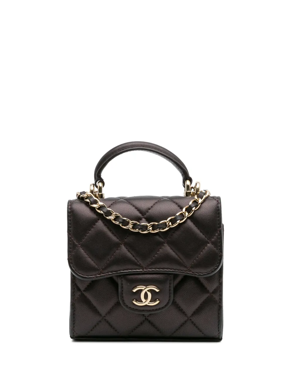 CHANEL Pre-Owned 2021-2025 CC Quilted Iridescent Lambskin Top Handle CHANEL Pre-Owned 2021-2025 CC Quilted Iridescent Lambskin Top Handle