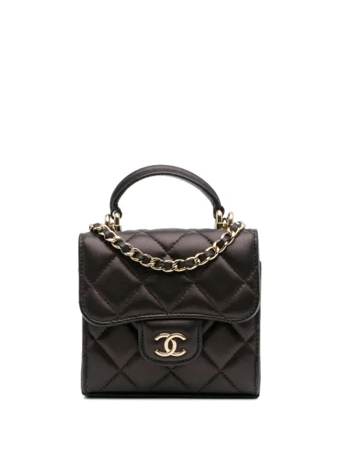 CHANEL Pre-Owned 2021-2025 CC Quilted Iridescent Lambskin Top Handle Flap Clutch With Chain satchel