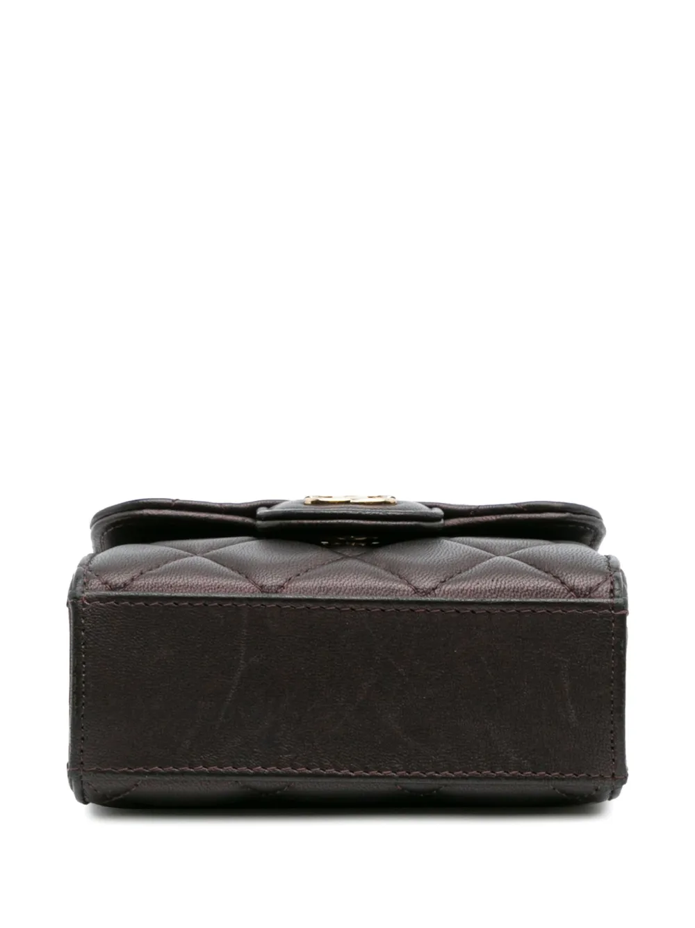 Pre-owned Chanel 2021-2025 Cc Quilted Iridescent Lambskin Top Handle Flap Clutch With Chain Satchel In Red