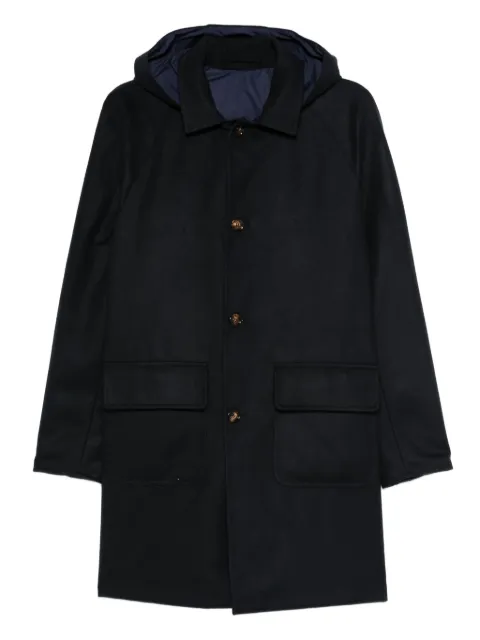 Kired hooded flap-pocket coat