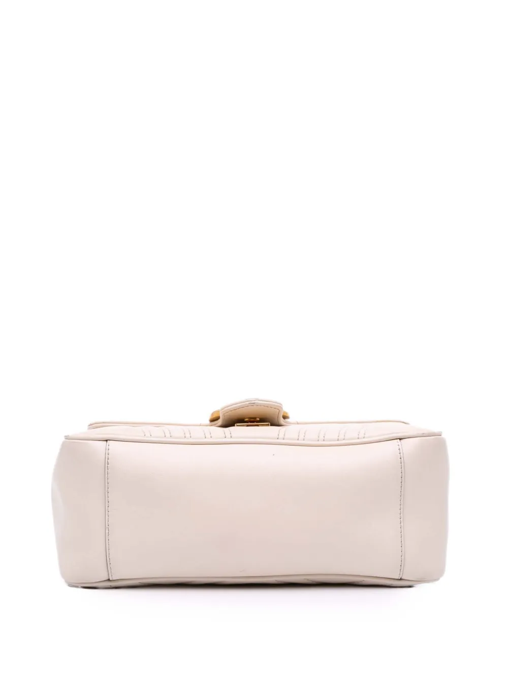 Pre-owned Gucci 2016-2025 Small Gg Marmont Matelasse Leather Top Handle Bag Satchel In White