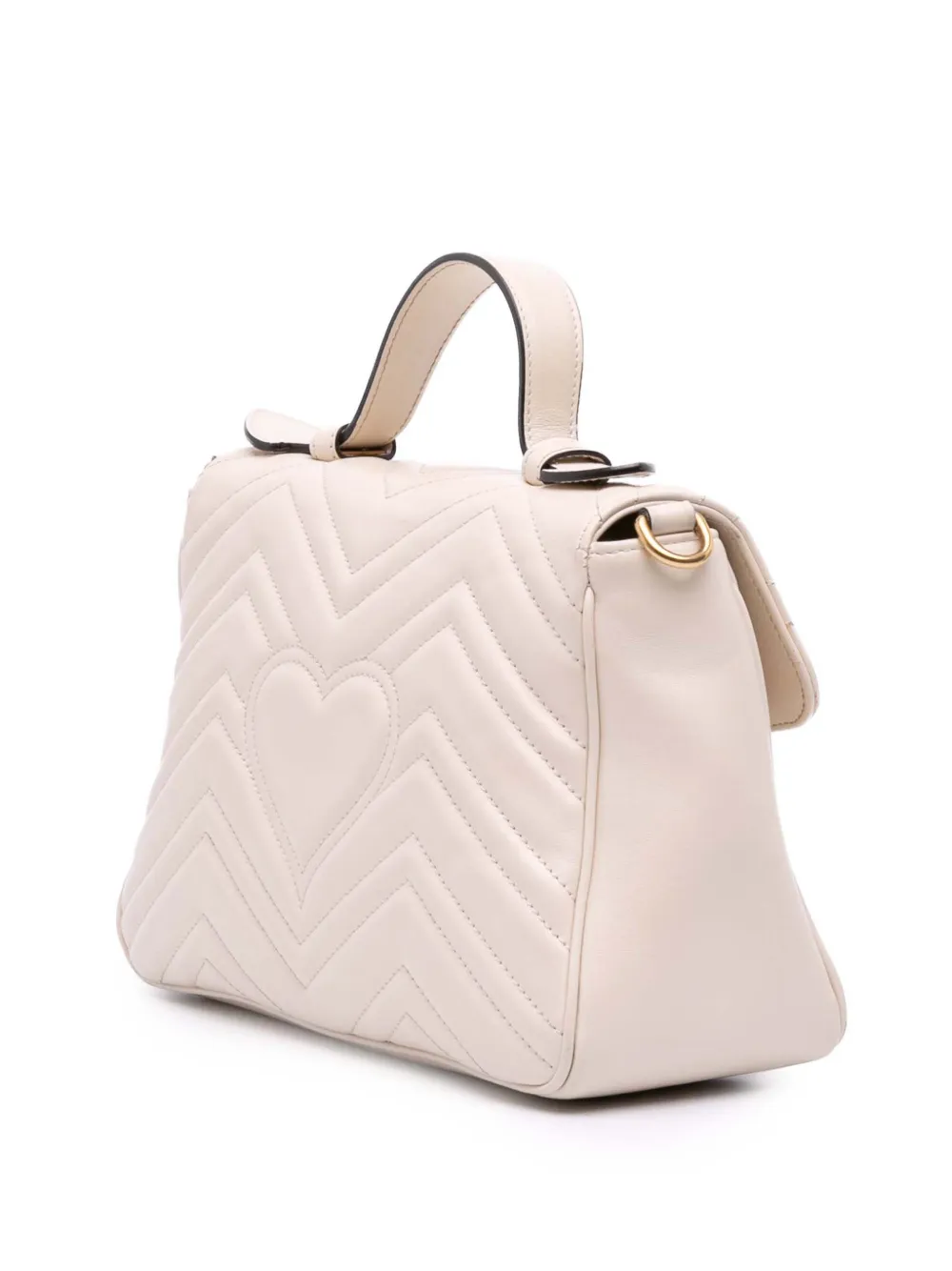 Pre-owned Gucci 2016-2025 Small Gg Marmont Matelasse Leather Top Handle Bag Satchel In White
