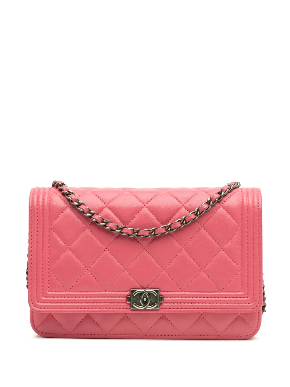 CHANEL Pre-Owned 2014 Lambskin Boy Wallet On Chain crossbody bag - ピンク CHANEL Pre-Owned 2014 Lambskin Boy Wallet On Chain crossbody bag - ピンク