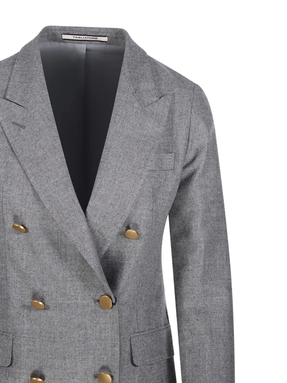 Tagliatore Double-breasted Gold-button Blazer In Gray