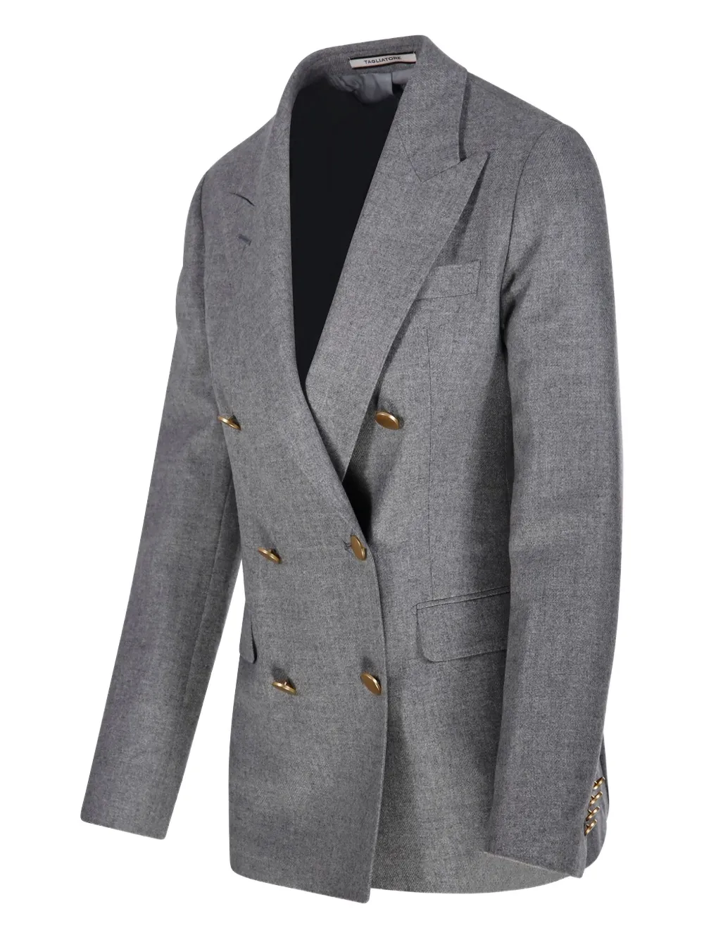 Tagliatore Double-breasted Gold-button Blazer In Gray