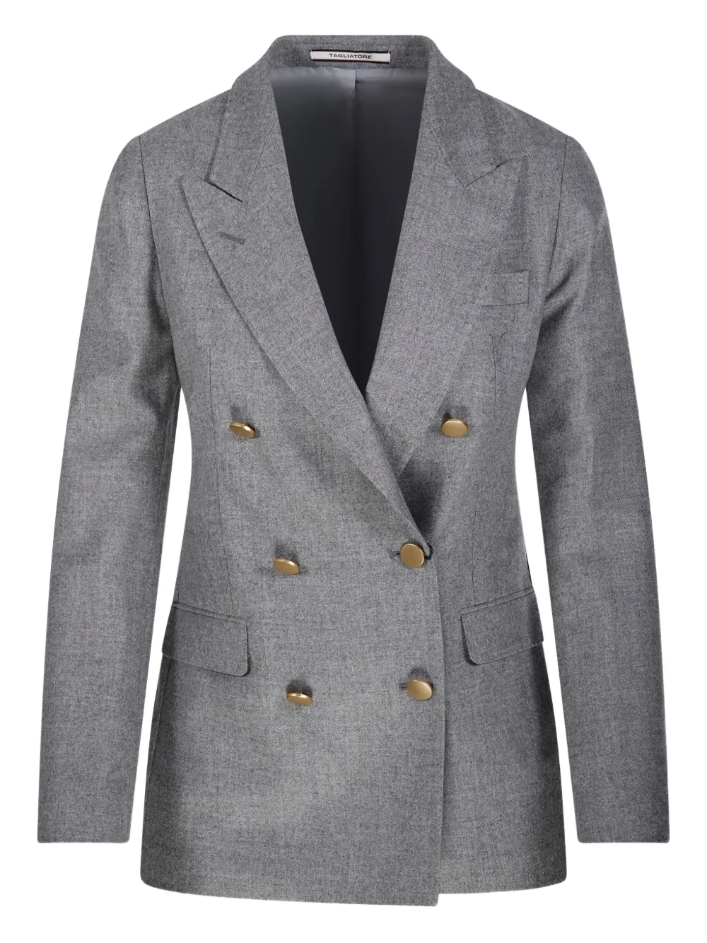 Tagliatore Double-breasted Gold-button Blazer In Gray