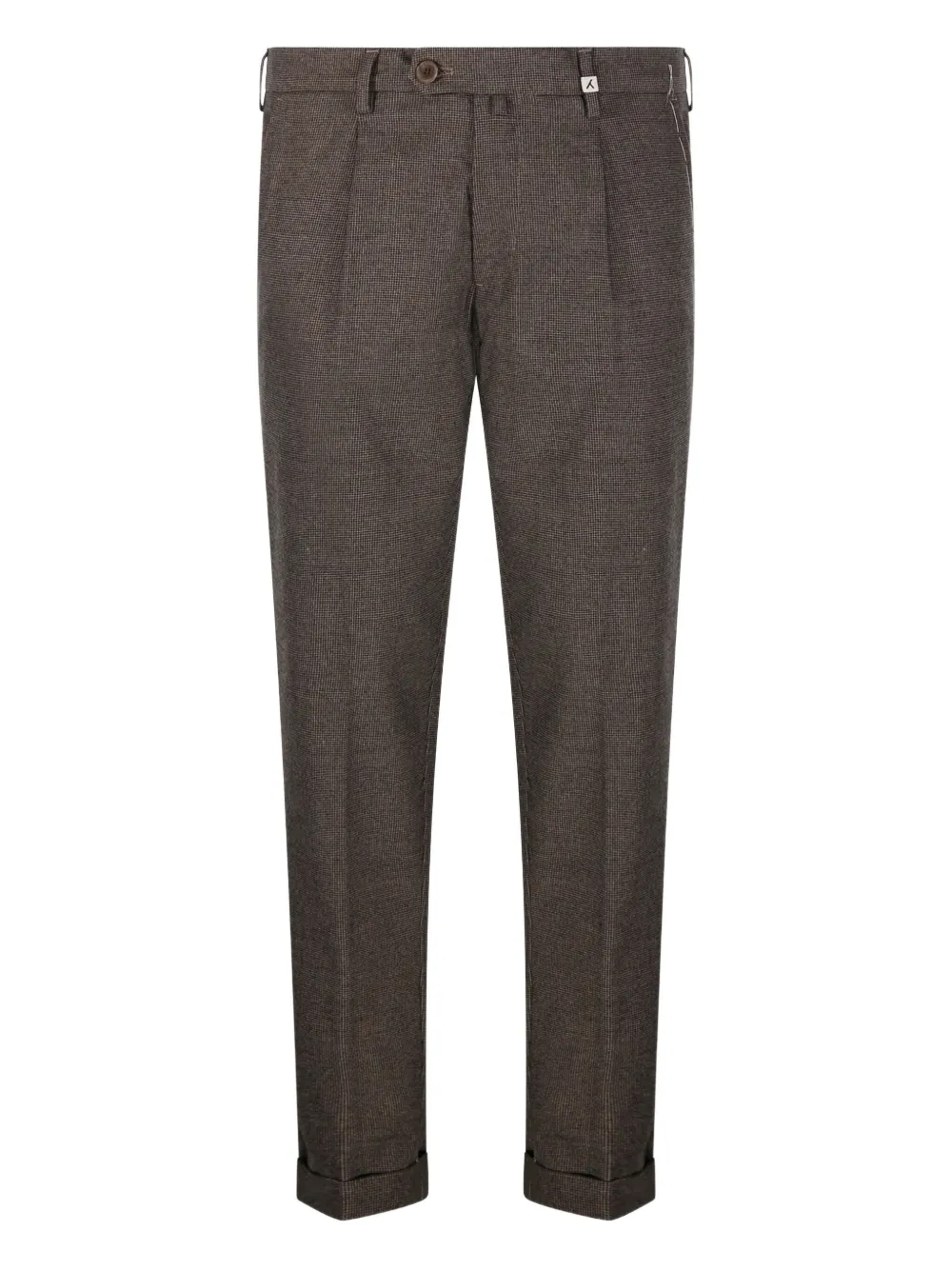 Myths pleated micro-pattern tailored trousers | Brown | Image 1