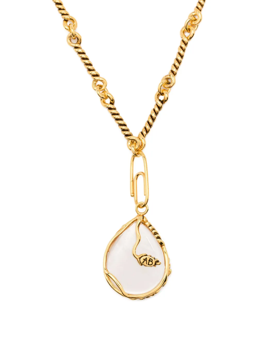 Aurelie Bidermann twisted-chain paperclip charm necklace - Goud