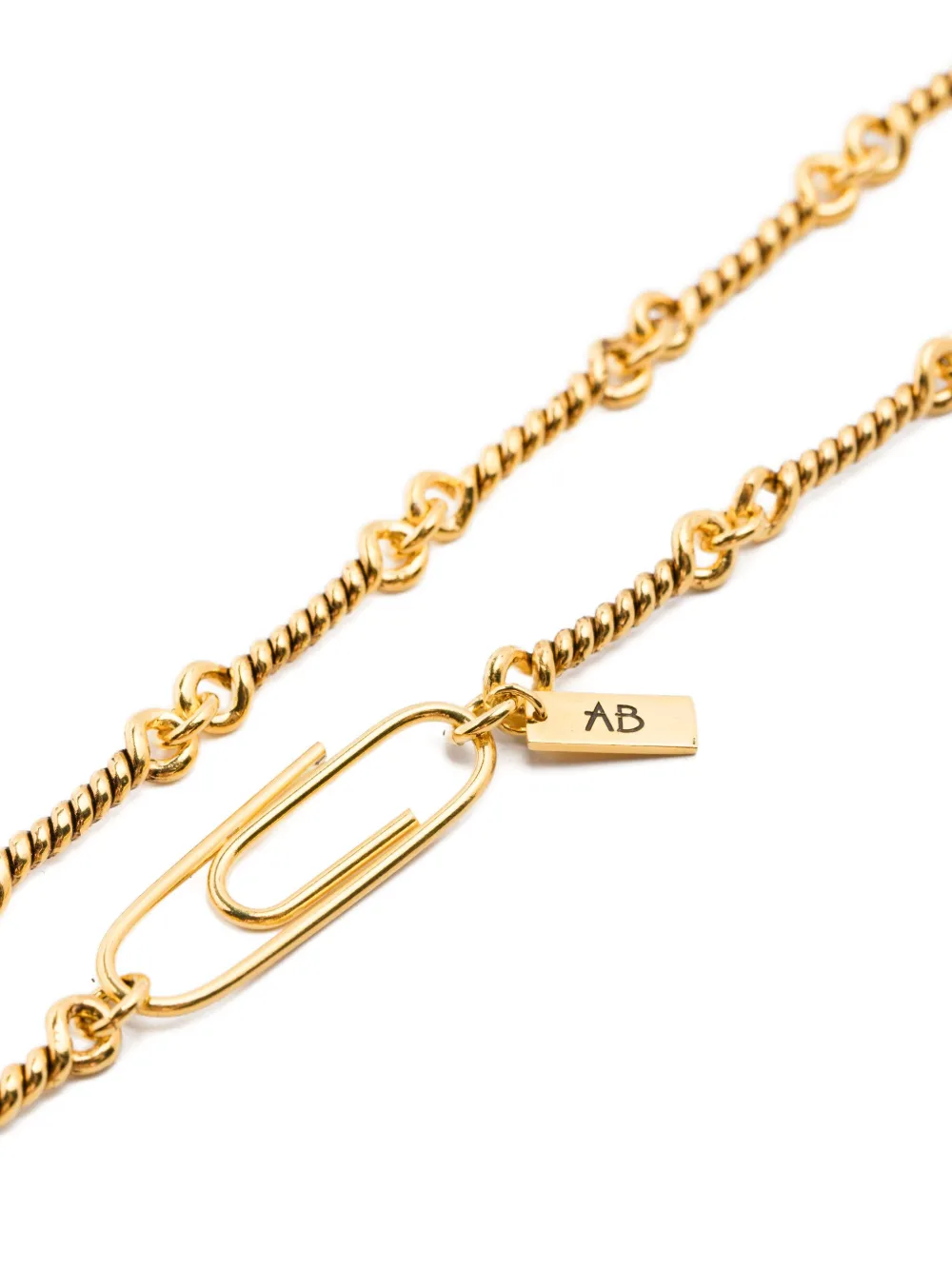 Aurelie Bidermann Twisted-chain Paperclip Charm Necklace In Gold