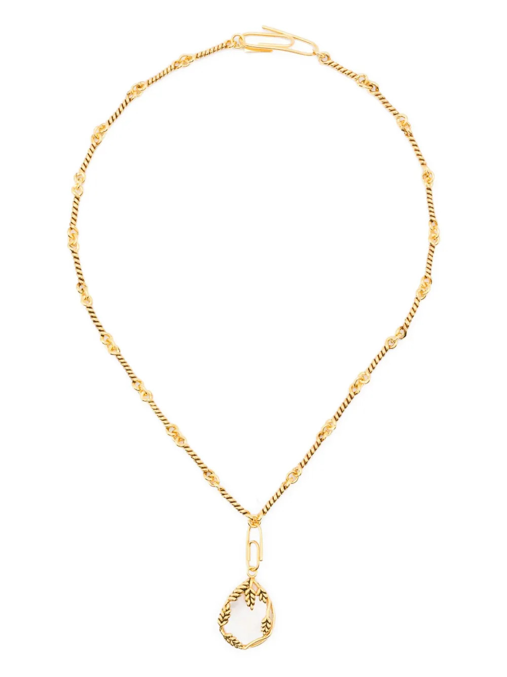 Aurelie Bidermann Twisted-chain Paperclip Charm Necklace In Gold