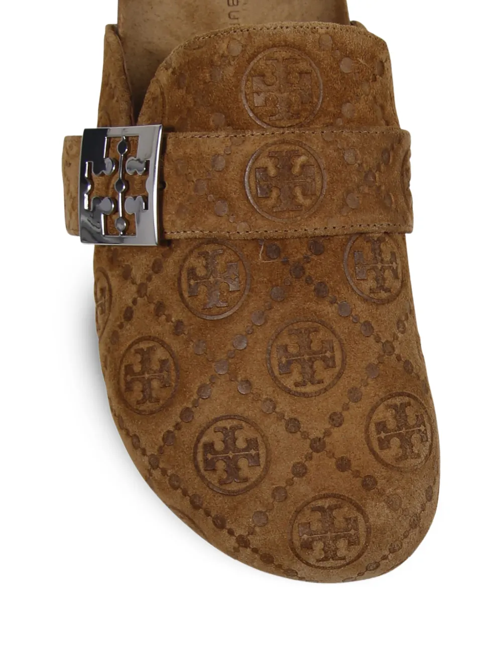 Tory Burch Mellow logo-debossed buckle slippers Brown