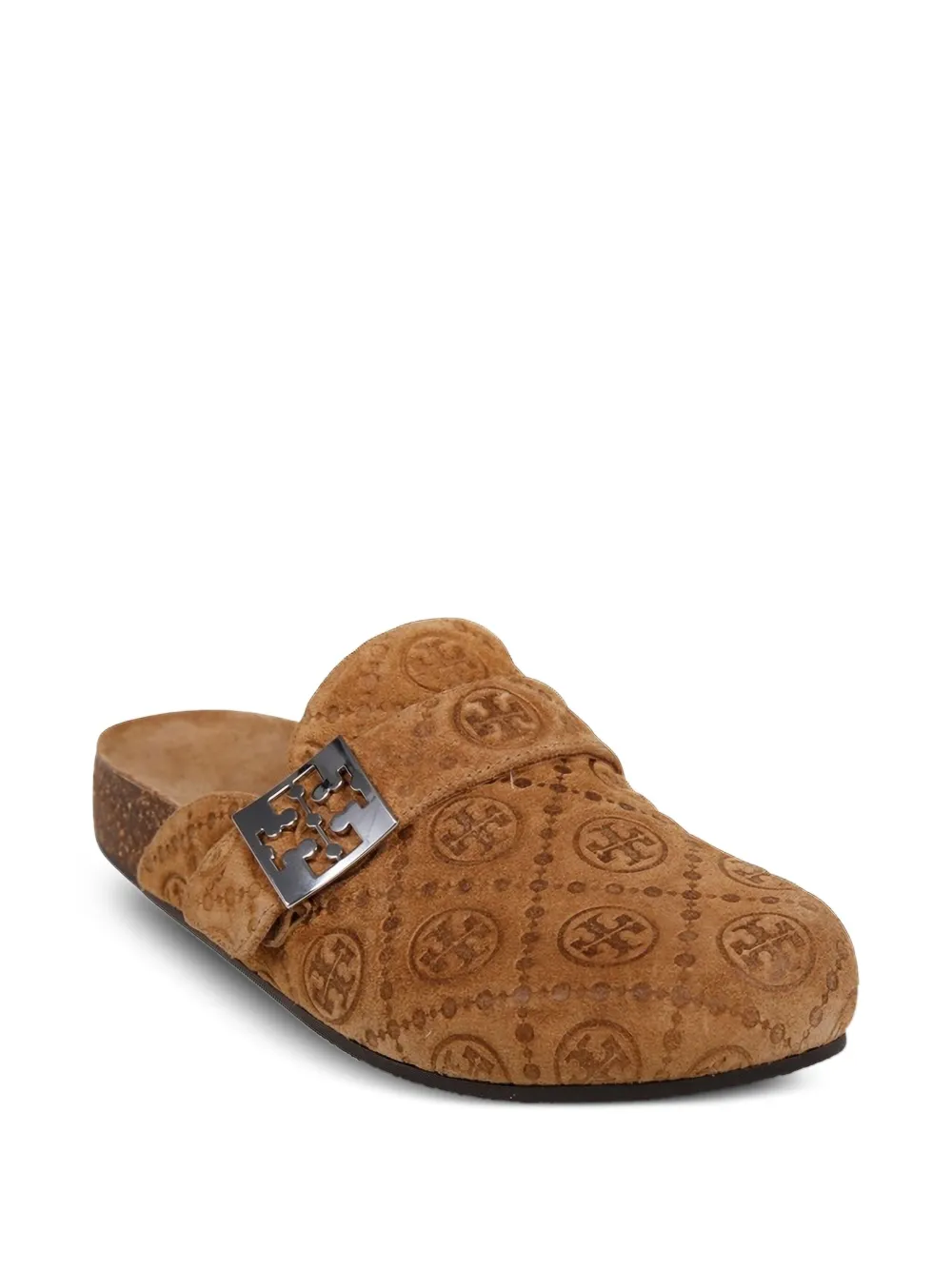 Tory Burch Mellow slippers met gesp en logo-reliëf - Bruin